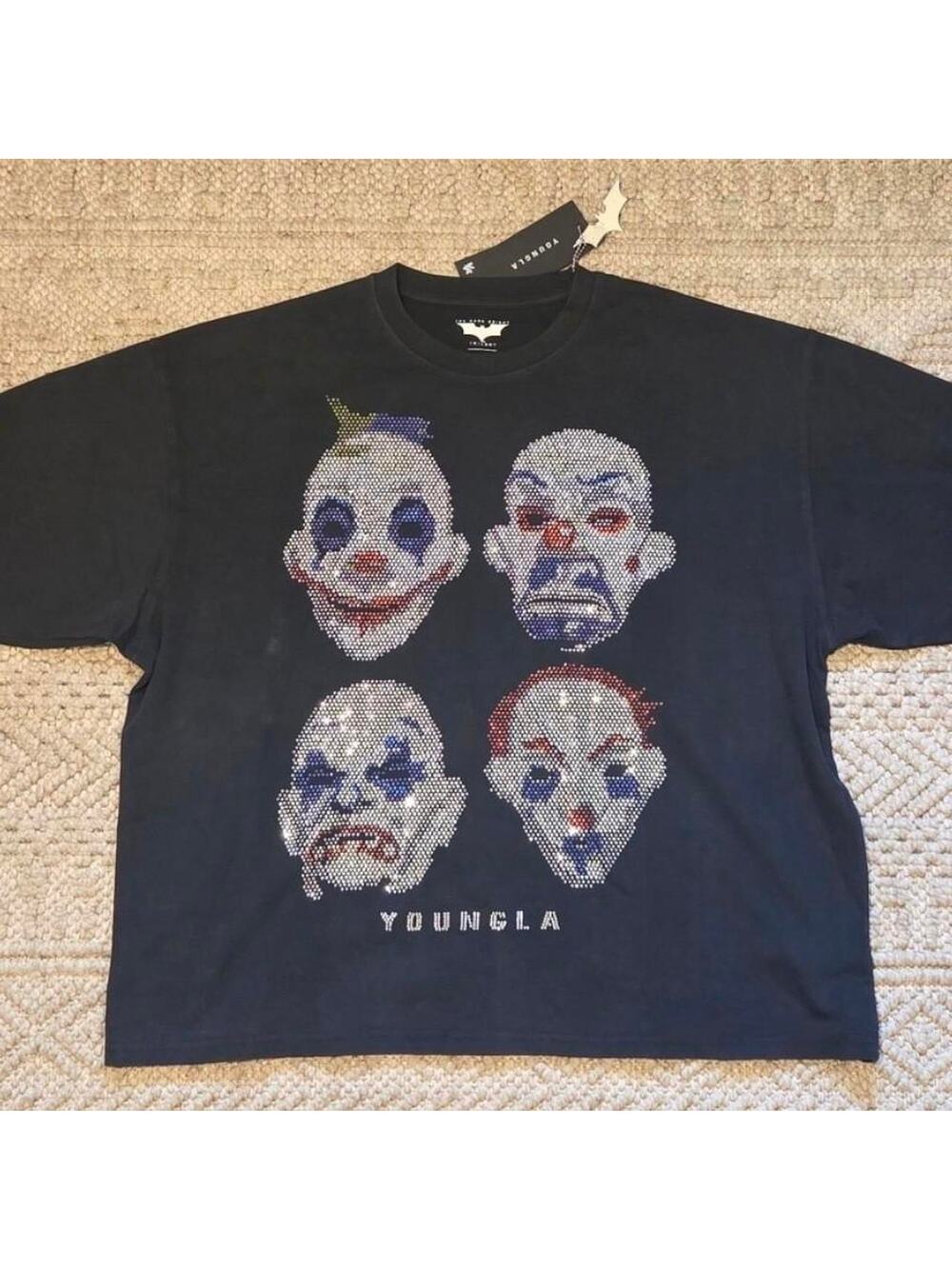 YoungLA Dark Knight Rhinestone Tee XL NWT